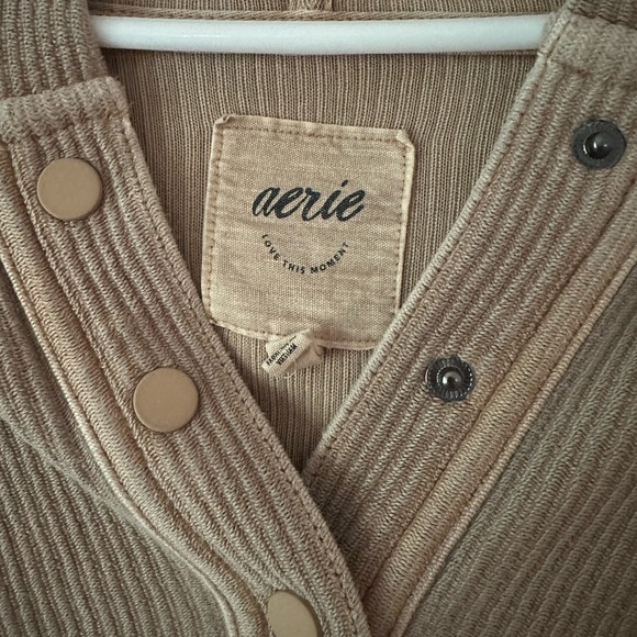 Aerie Tan Ribbed Henley Sweater - Picture 3 of 3